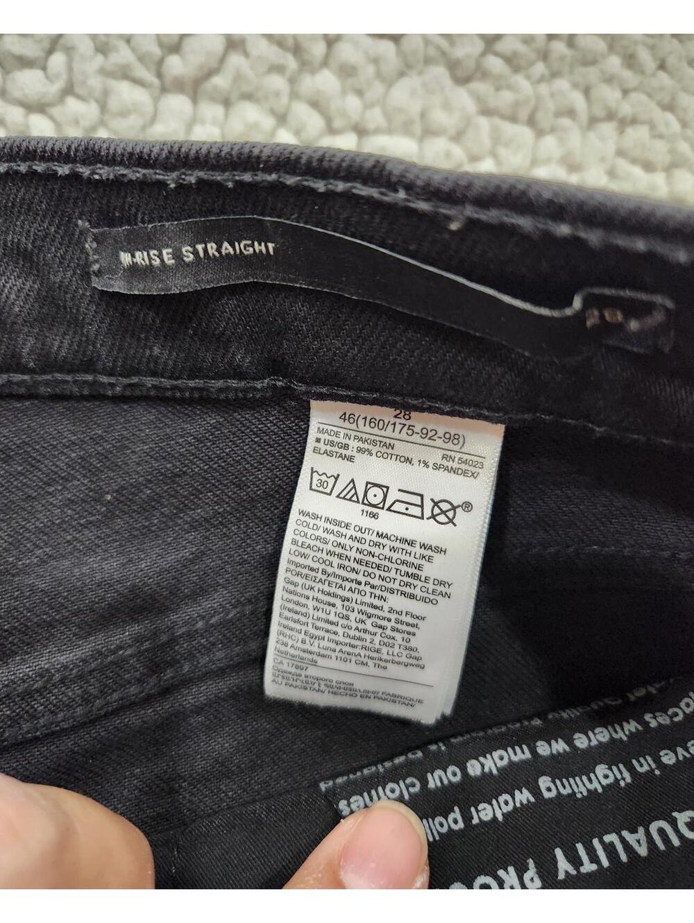 Banana Republic Women's 28 Black High Rise Straight Distressed Jeans - Picture 7 of 12